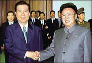 Photo of South Korean President Kim Dae Jung and North Korean leader Kim Jong Il